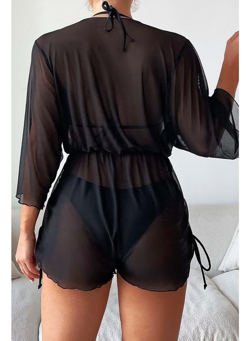 Angelsin Chiffon Pareo Beach Dress Cover Up Kimono - Image 3
